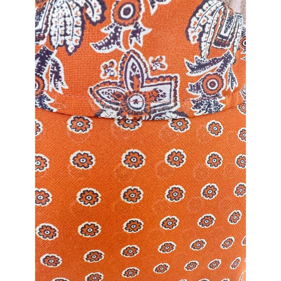 Free People Women's Orange Paisley Long Sleeve Blouse Size Small - Picture 11 of 16